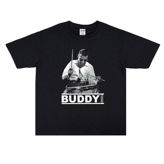 Rock Star T Shirt Buddy Rich Print Cotton T-shirt Loose Short Sleeve round Neck