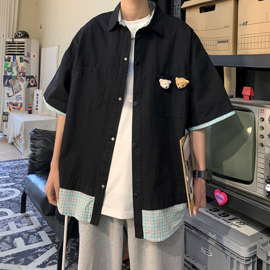Men Shirts Summer False-Two-Piece Shirt Fashion
