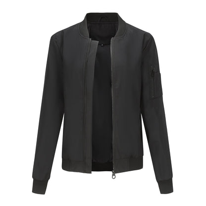 Women's Trench Coat Spring and Autumn Thin Flight Jacket Women's Casual Long Sleeve Coat Women's Loose Lapel Baseball Uniform