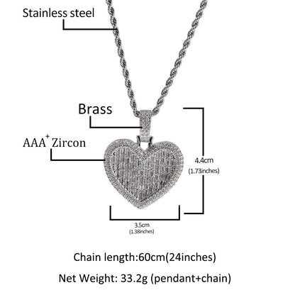 Jewelry Love Pendant Copper Set Zircon T Square Full Diamond Pendant Necklace St. Valentine's Spectrum