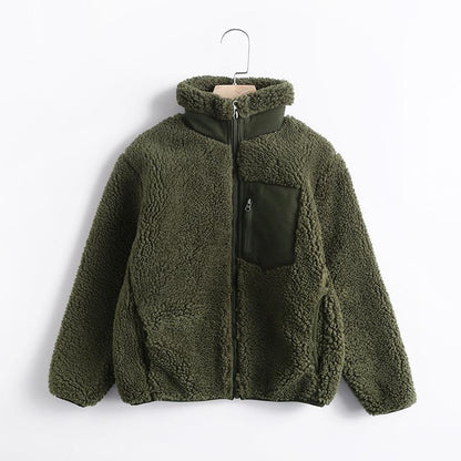 Women Cotton Coat Polar Fleece Winter Thermal Zipper Fleece-Lined Thicken Children