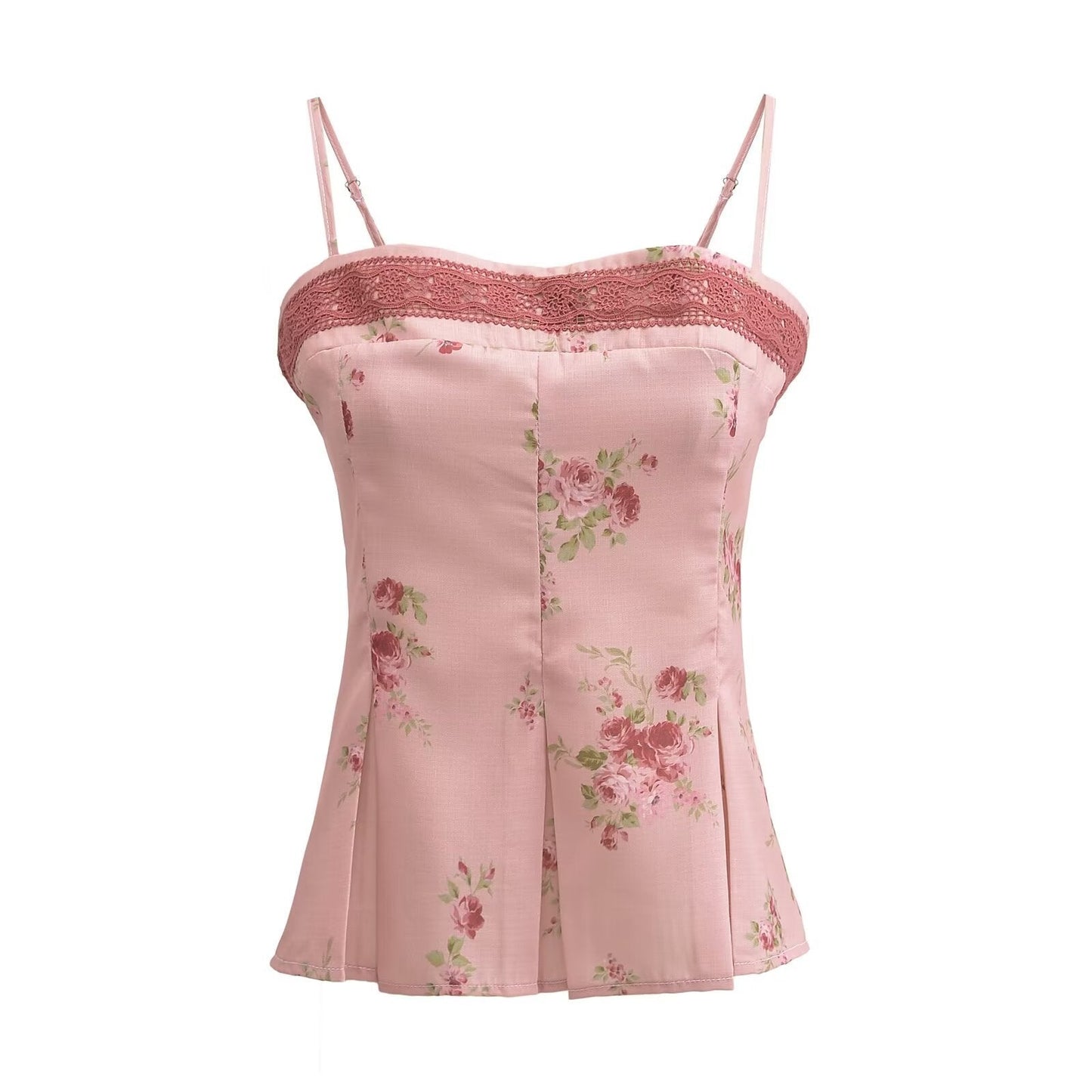Women Tops Summer Lace Printed Suspenders Backless Short Sexy Top