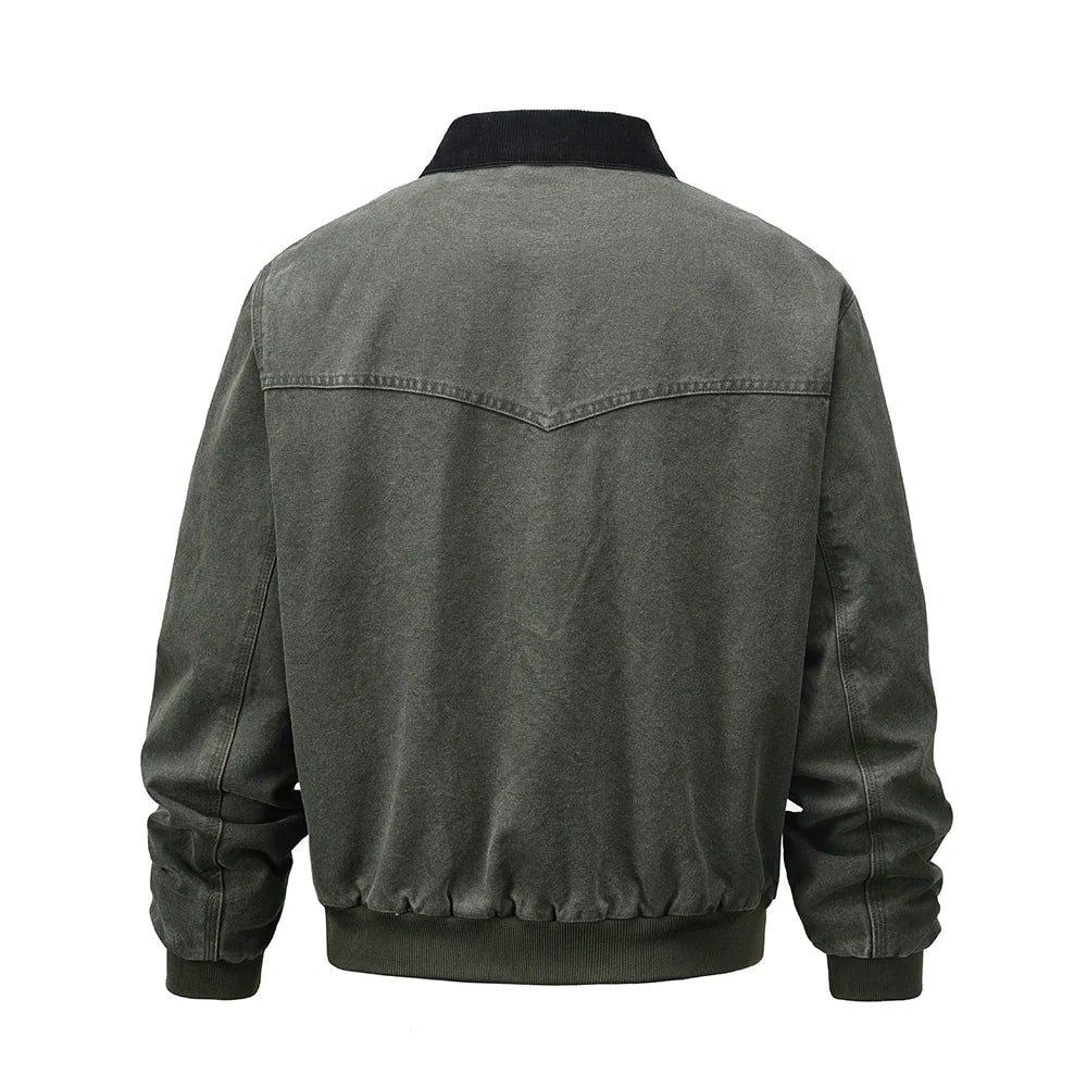 Men Jacket Coat Winter Jacket Men Loose Washed-out Distressed Warm-Keeping Cotton Clothing