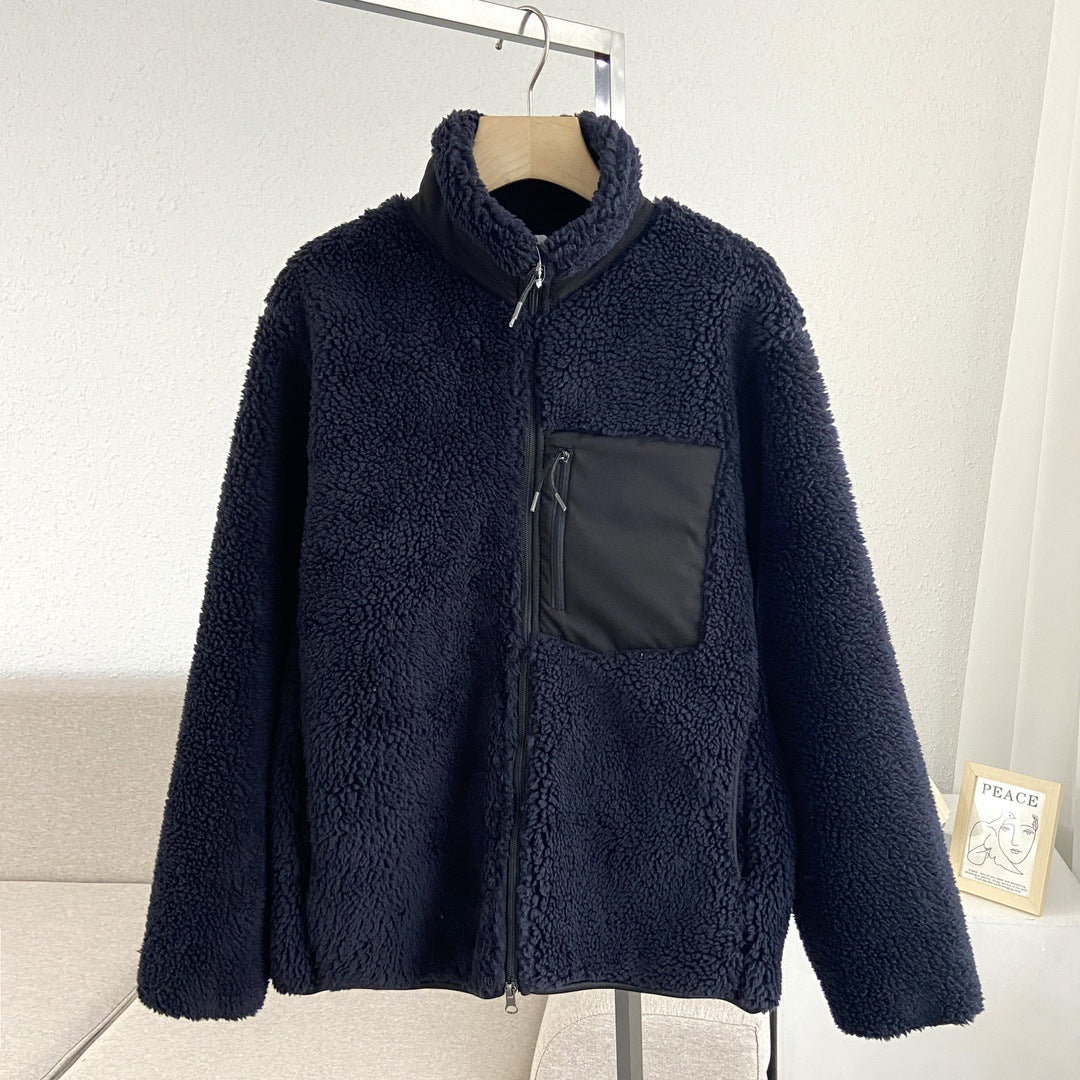 Women Cotton Coat Loose Zip Windproof Lamb Fur Warm
