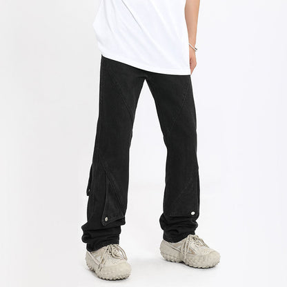 Men Jeans Straight Jeans Loose Wide Leg Pants Denim Trousers