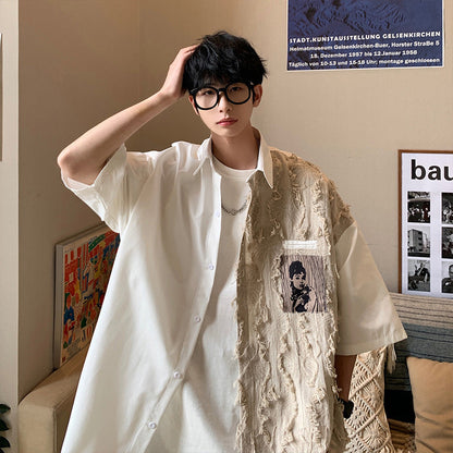 Men Shirts Stitching Summer Fashionable Jacket
