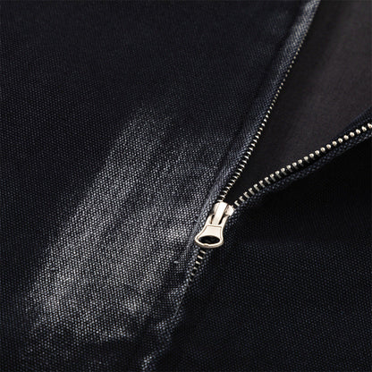 Men Jacket Coat Spring and Autumn Hooded Jacket Men's Painting Printing Loose Zip Denim Jacket
