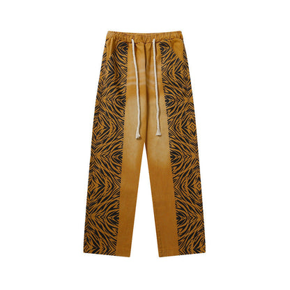 Cargo Pants Retro Patchwork Tiger Pattern Loose