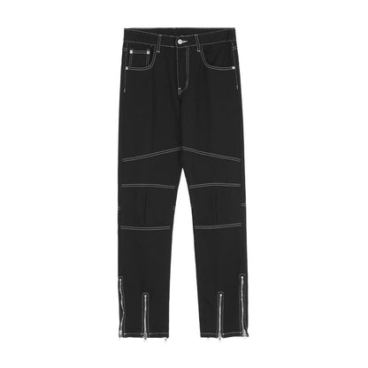 Men Jeans Punk Hip Hop Stitching Zipper Split