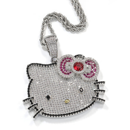 Jewelry ins Wind Cat Necklaces Copper Zircon Gold Sweet Pendant Twist Chain Necklaces Hello Katie St. Valentine's