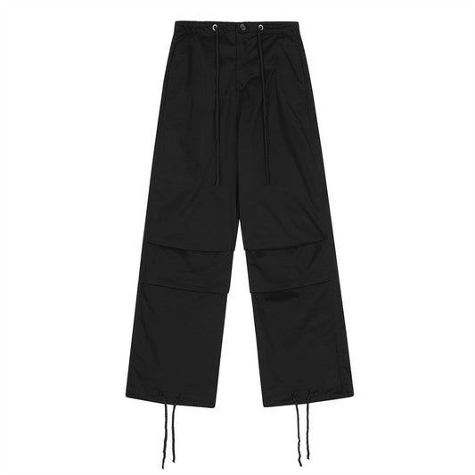 Men Sweatpants Pleated Loose Straight Trousers Straight Drawstring Drawstring Casual Pants