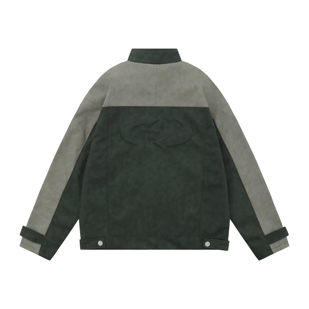 Men Jacket Coat PU Leather Jacket Coat Zipper Pocket Stand Collar Motorcycle Clothing