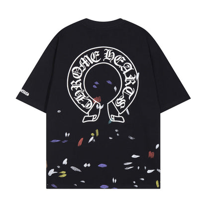 CHH Chrome Heart T Shirts Croix Cross Sanskrit Embroidery Versatile Casual Loose