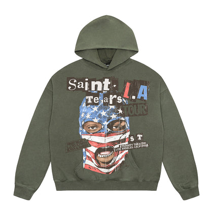 Unisex Hoodies Saint Michael United States Flag Face Mask Hoodie