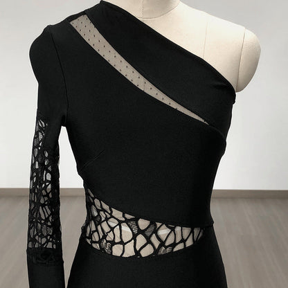 Women Evening Dress Fall/Winter Sexy Lace Cutout Slim Fit Bandage One-Piece Dress