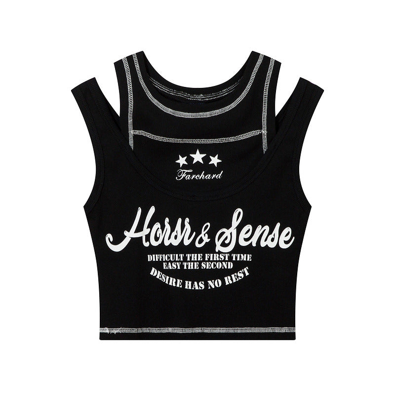 Women Vest Vintage Cropped Short Camisole Thread Fitted Top