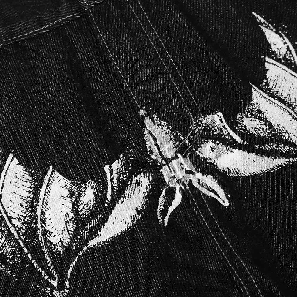 Men Jeans Face Printing Casual Straight Pants Trend