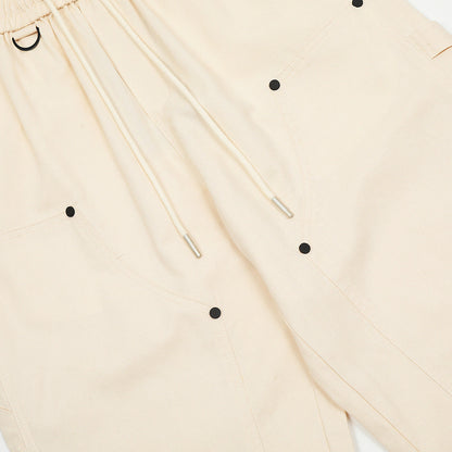 Men Sweatpants Wide-Leg Overalls Men's Solid Color Stitching Rivet Decorative Straight Casual Trousers