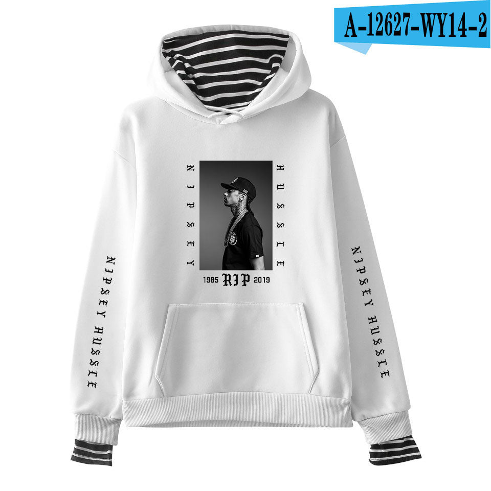 Nipsey Hussle Hoodie Rap Singer Trend False Two-Piece Sweaters