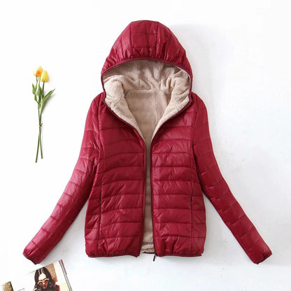 Women Cotton Coat Slim Fit Fleece-lined Warm Faux Cashmere