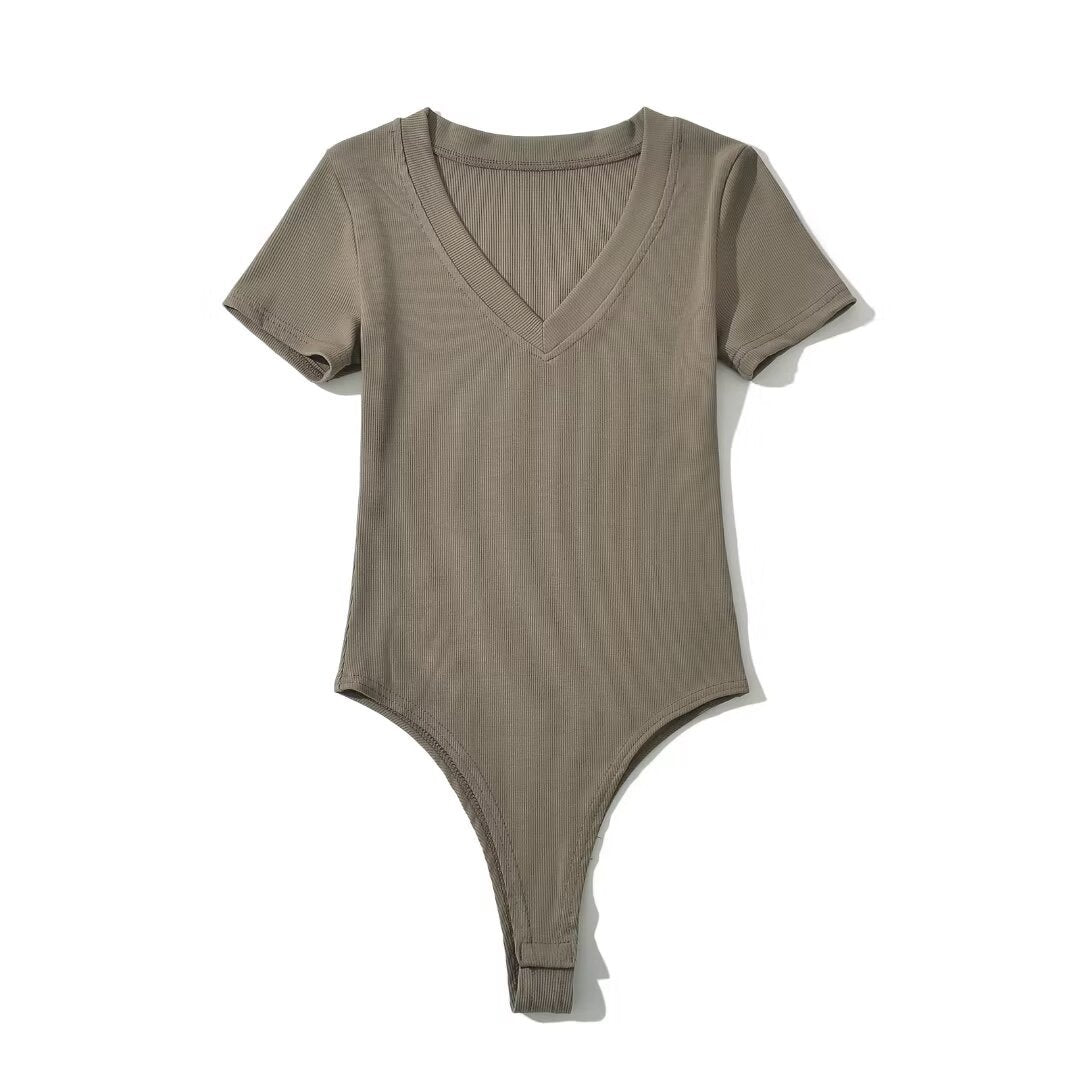 Women Tops Summer V-neck Short Sleeve Rompers V-neck Top