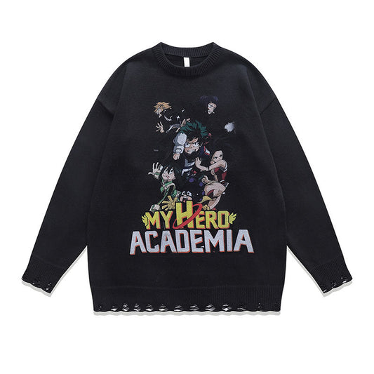 Women Sweater Vintage Cartoon Anime Lazy Style Knitted Sweater