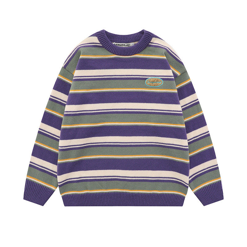 Women Sweater Striped Sweater Loose Couple