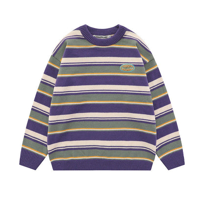 Women Sweater Striped Sweater Loose Couple