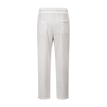 Men Sweatpants Rivet Stitching Sports Pants Loose Straight Casual Pants Solid Color Drawstring Jogger Pants Trousers