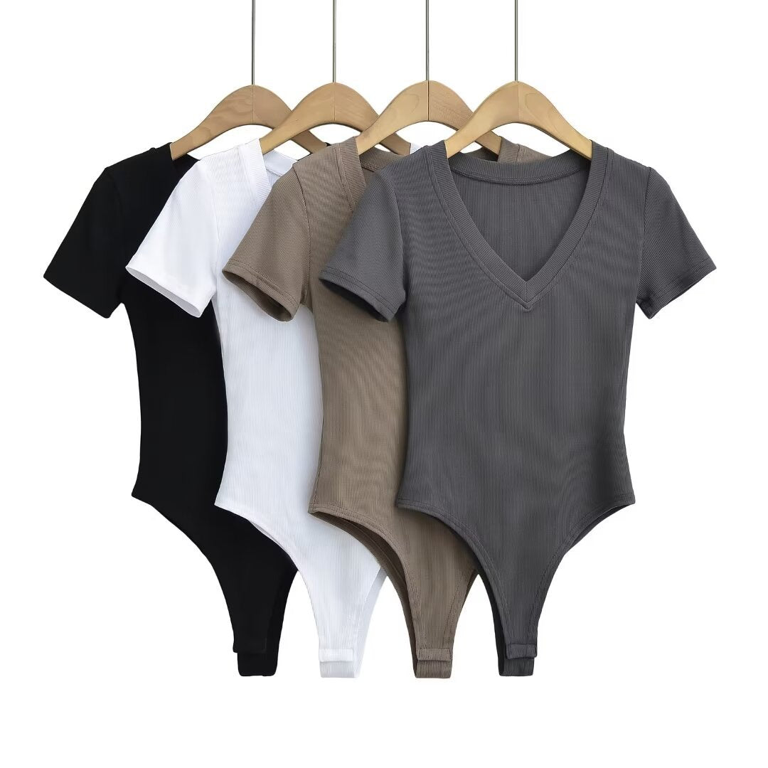 Women Tops Summer V-neck Short Sleeve Rompers V-neck Top