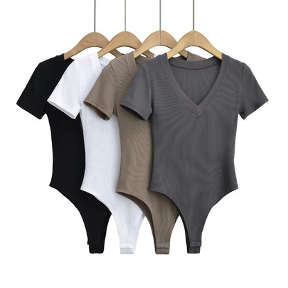 Women Tops Summer V-neck Short Sleeve Rompers V-neck Top
