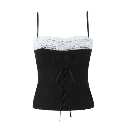 Women Tops Spring/Summer Bow Bandage Lace Strap Sexy Top