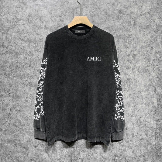 Amiri Long-Sleeve Shirt Personalized Printed Retro Long Sleeve T-shirt