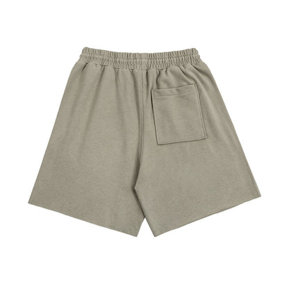 Men Shorts Embroidered Cotton Loose Summer Frayed Sports