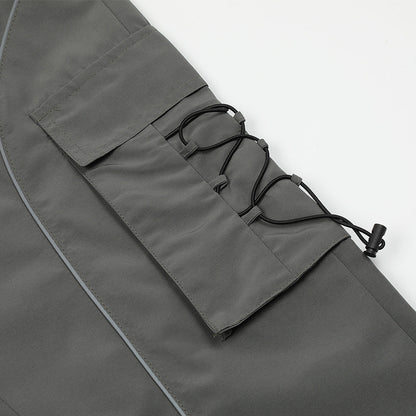 Men Sweatpants Multi-Pocket Cargo Pants Men's Casual Loose Wide-Leg Straight Trousers
