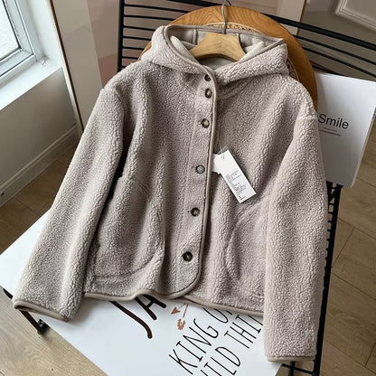 Women Cotton Coat College Wind Windproof Polar Fleece Casual Loose