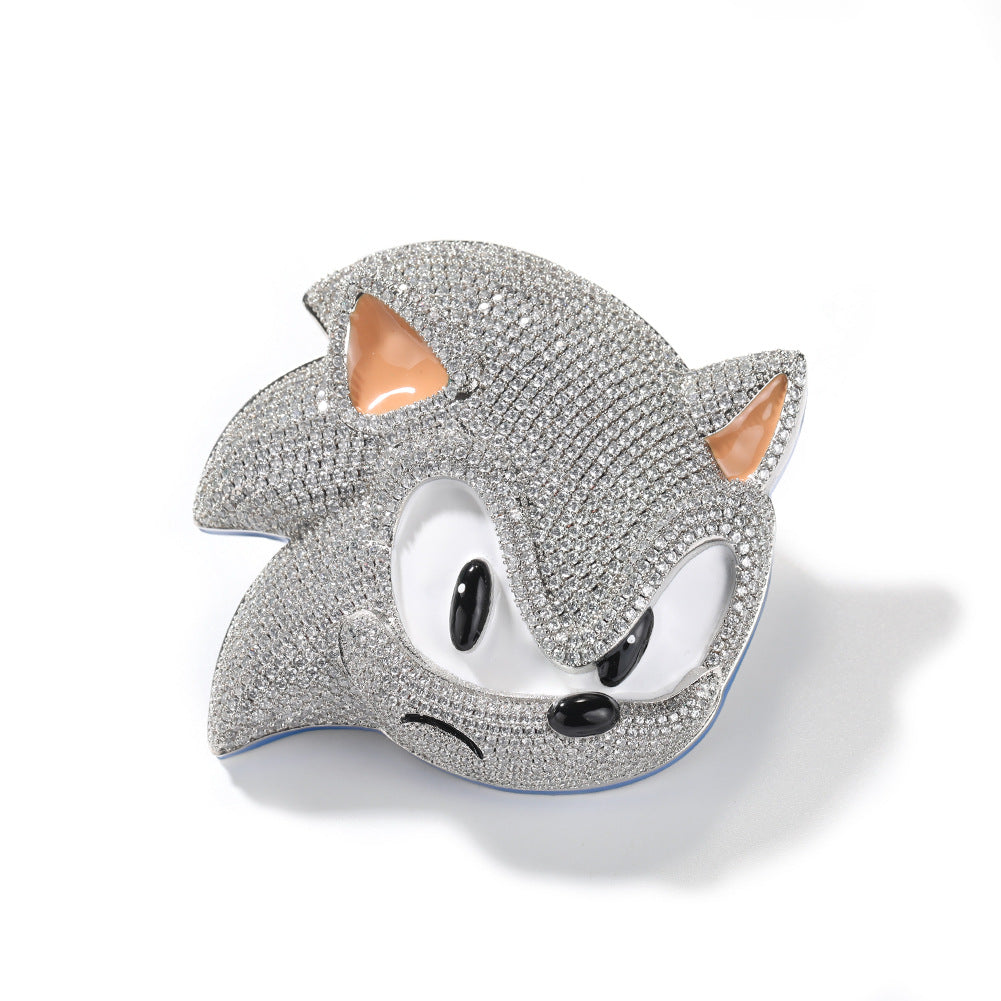 Jewelry Luminous Sonic Cartoon Pendant Necklace Men's Copper Diamond Night light Sonic the Hedgehog Spectrum