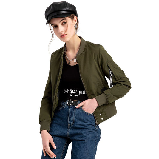 Women Trench Coat Stand Collar Urban Casual Bomber Jacket Spring and Autumn Coat