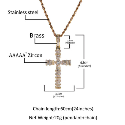 Jewelry Pendant Real Gold Copper Plated Zircon Cross Necklace Crosses Spectrum