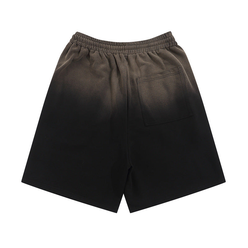 Men Shorts Cross Affixed Cloth Embroidered Tie-Dye Gradient Casual Shorts