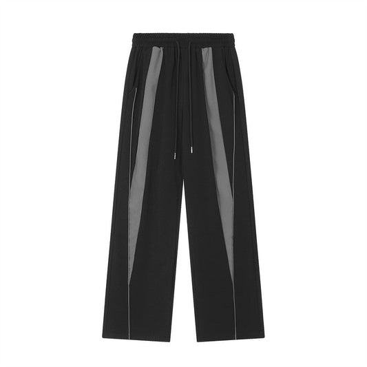 Men Sweatpants Stitching Exercise Casual Pants Men's Loose Straight Wide Leg Pants