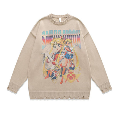 Women Sweater Vintage Knitted Top