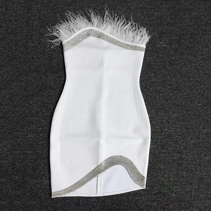 Women's Wedding Dress Feathered Dress Bandage Dress Summer Hip Skirt