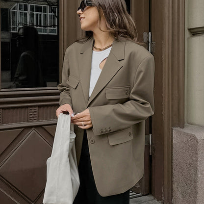 Women Trench Coat Casual Suit Jacket Female Retro