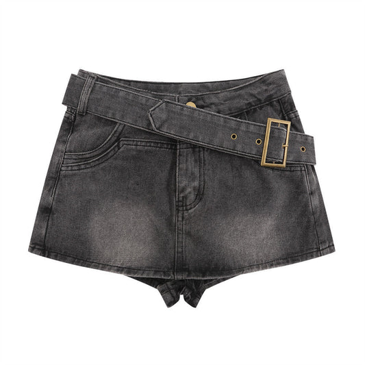 Women Shorts A- line Denim Short Culotte Summer High Waist Wash Casual Hot Pants