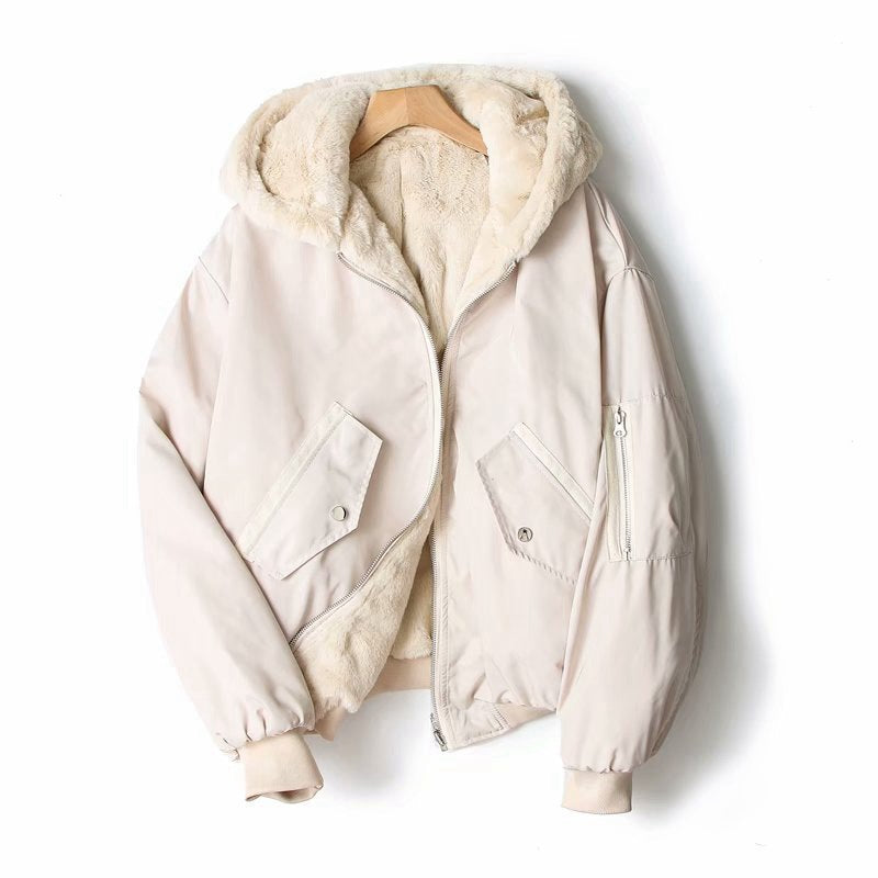 Women Cotton Coat Double-Sided Lamb Wool Coat Loose