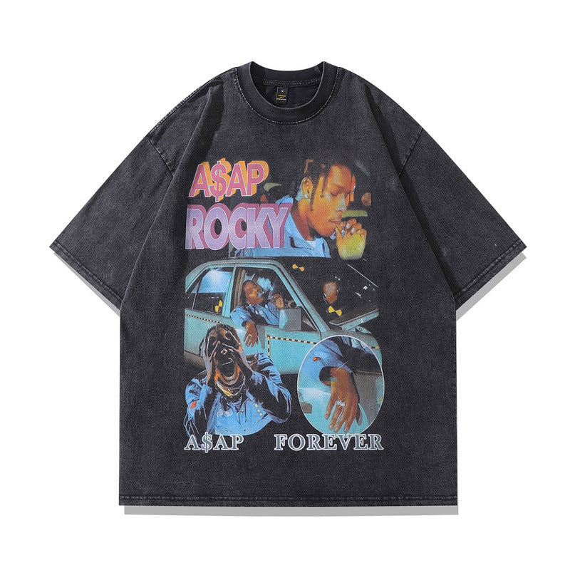 Men's T-Shirt Vintage Washed Short-Sleeved T-shirt
