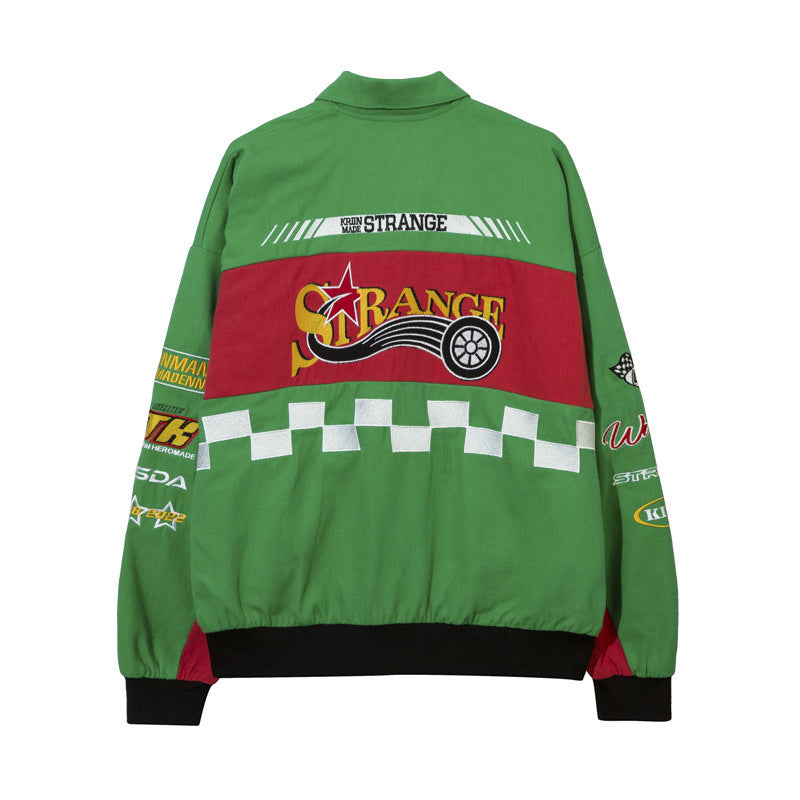 Women Jackets Retro Biker's Racing Suit Baseball Uniform