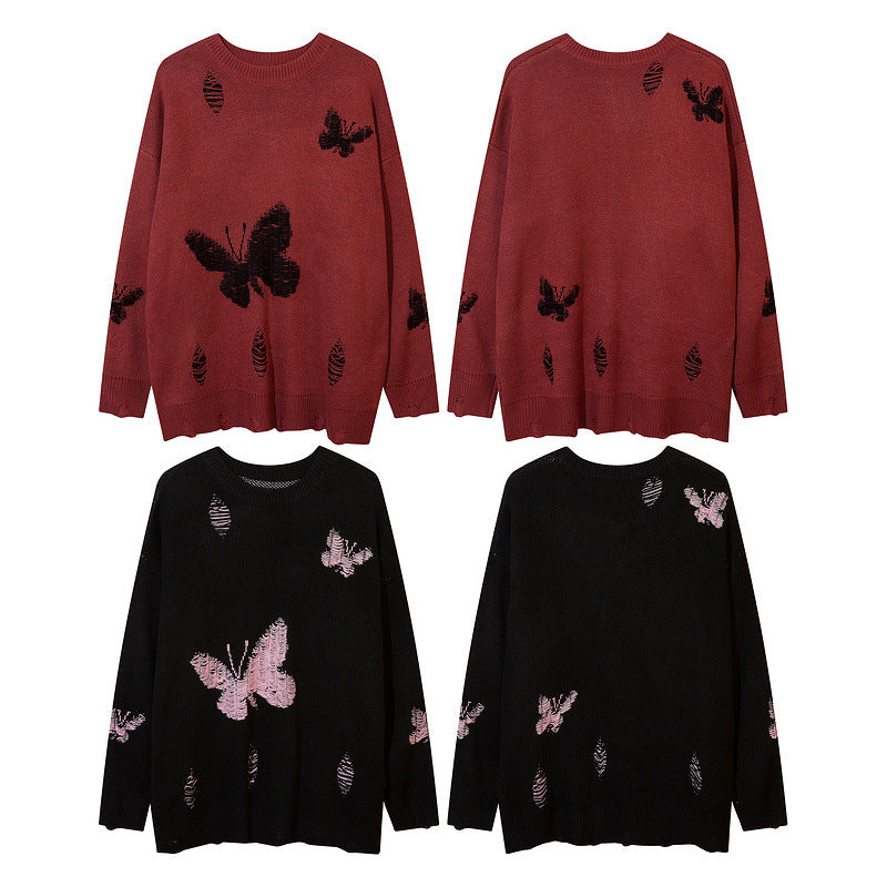 Women Sweater Vintage Butterfly Sweater Casual