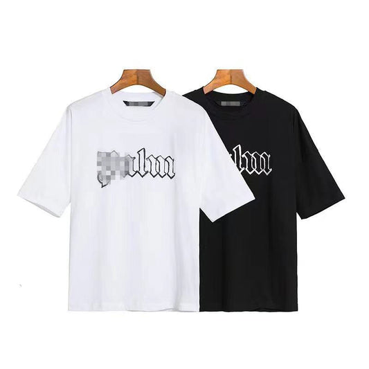Palm Angle T Shirts Front and Rear Large Logo Printing Couple Drop Shoulder Loose